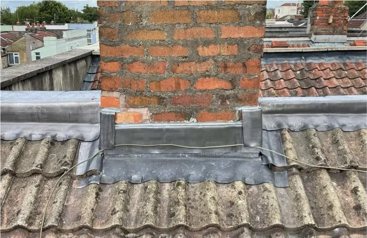 Chimney with new lead flashings